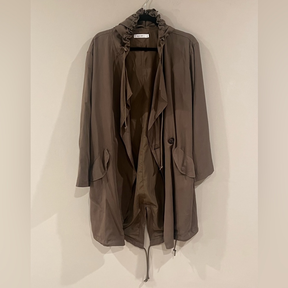 Mod Ref Taupe Ruffle Collar Utility Jacket Sz S